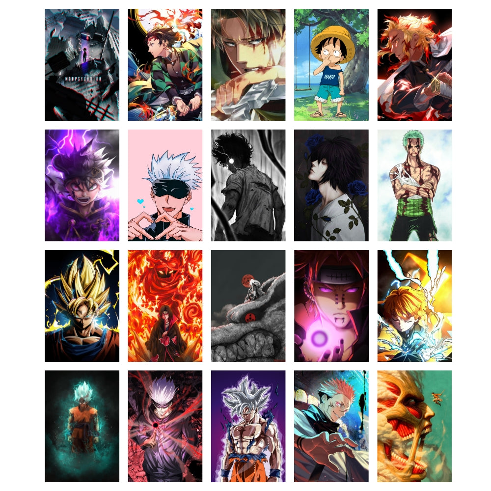 Mix Anime Posters Set of 20 - Naruto | Demon Slayer | Attack on titan | Jujutsu kaisen