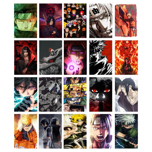 Naruto Anime Posters Set of 20 – A4 Premium 300 GSM Thick Paper Wall Art (Naruto, Sasuke, Itachi, Pain, Madara, Kakashi)