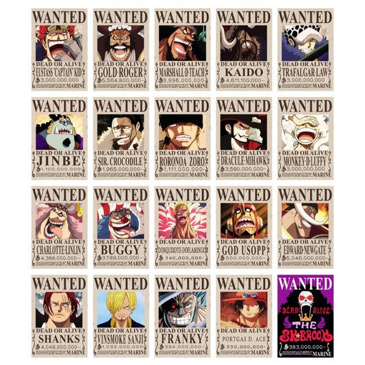 One Piece Wanted Posters Set of 20  – A4 Premium 300 GSM Thick Paper Wall Art