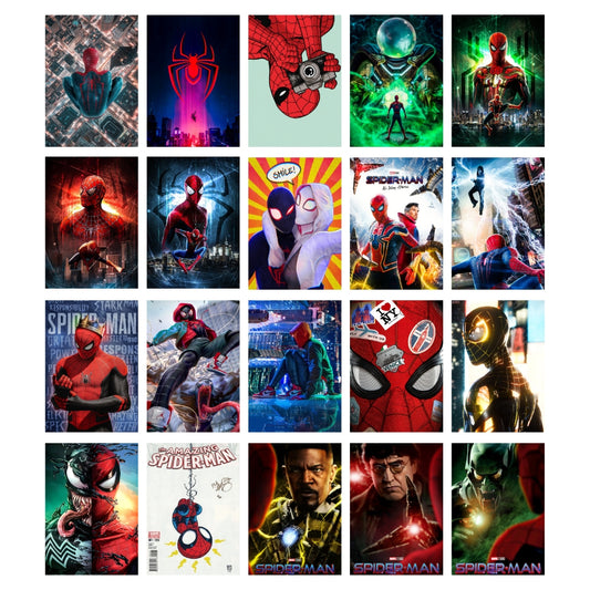 Spiderman Wall Posters Set of 20 – A4 Premium 300 GSM Thick Paper for Bedroom | Office | Kids Room