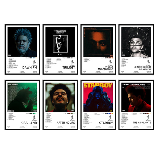 The Weeknd Album Cover Posters Set of 8 – A4 Premium 300 GSM Thick Paper Music Wall Art